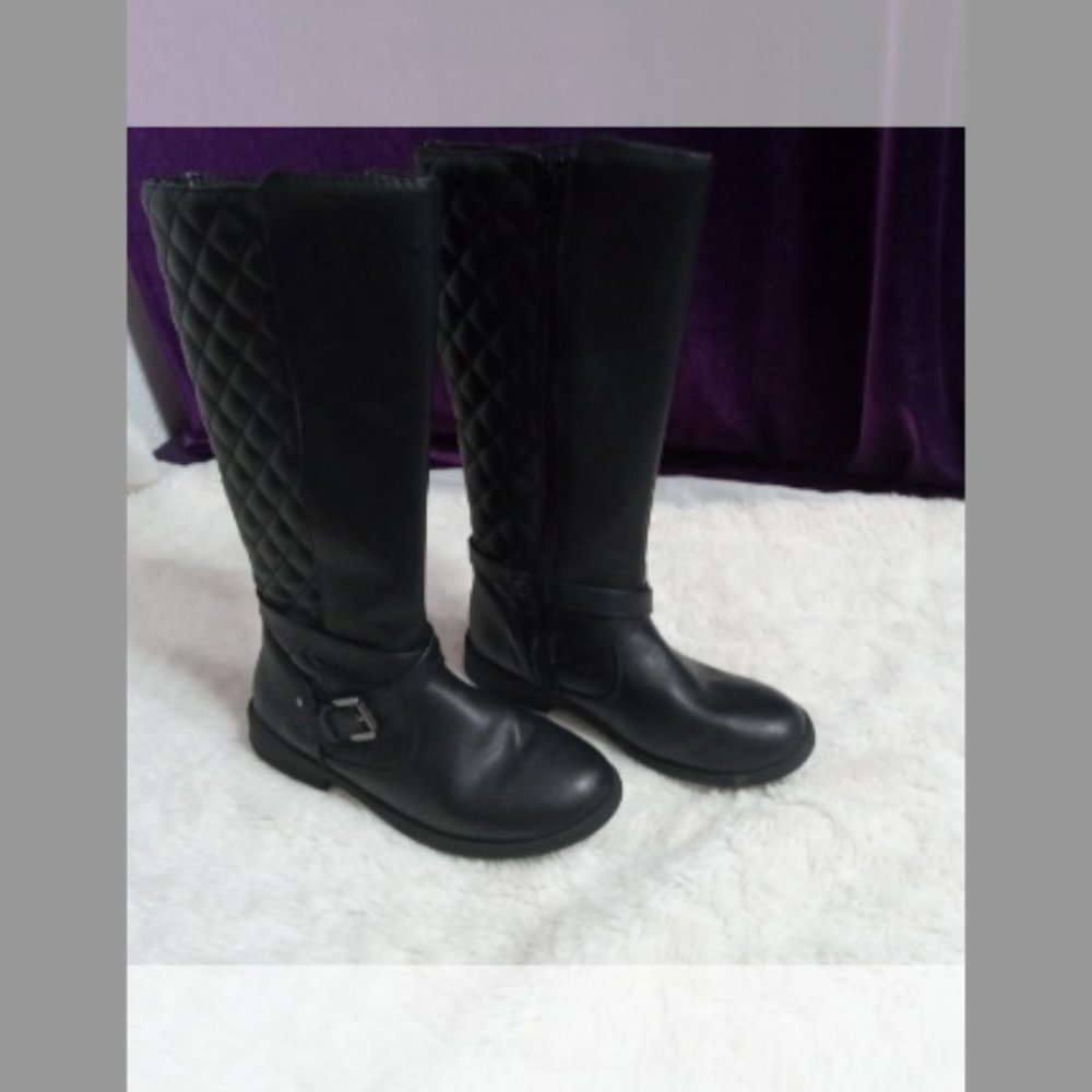 Kohl's Girls Black Quilted Knee High Riding Boots Size 2
